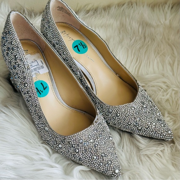 Shoes - Betsy Johnson silver block heels.